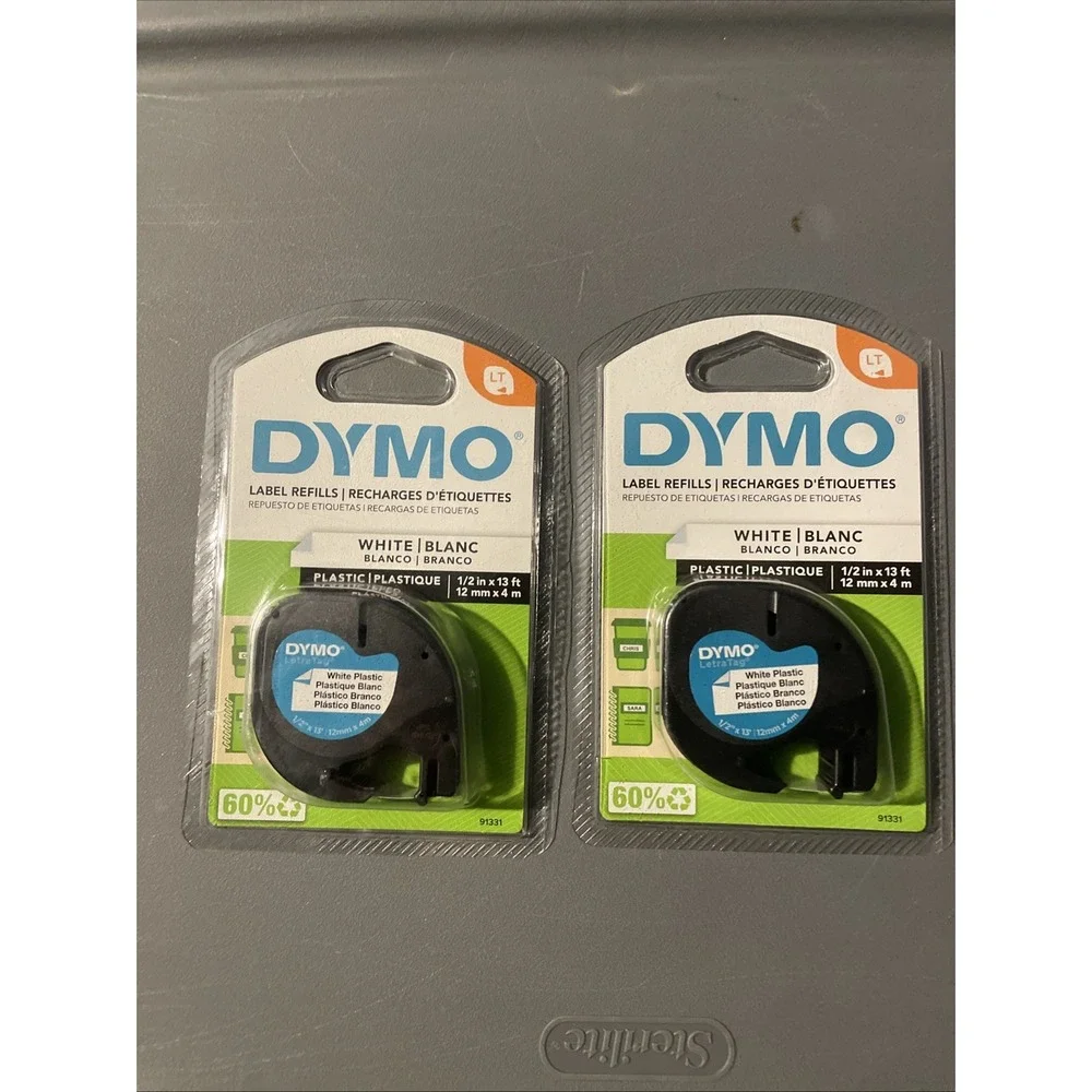 Genuine Dymo 91331 LetraTag White Plastic Labels 1/2